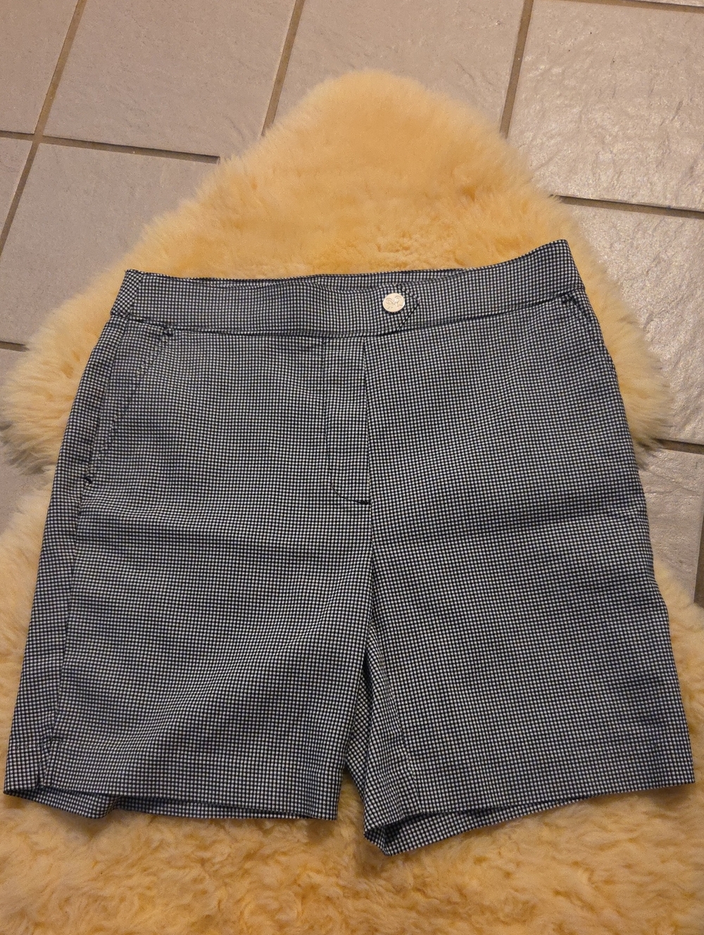 Women’s Black Micro-Check Shorts